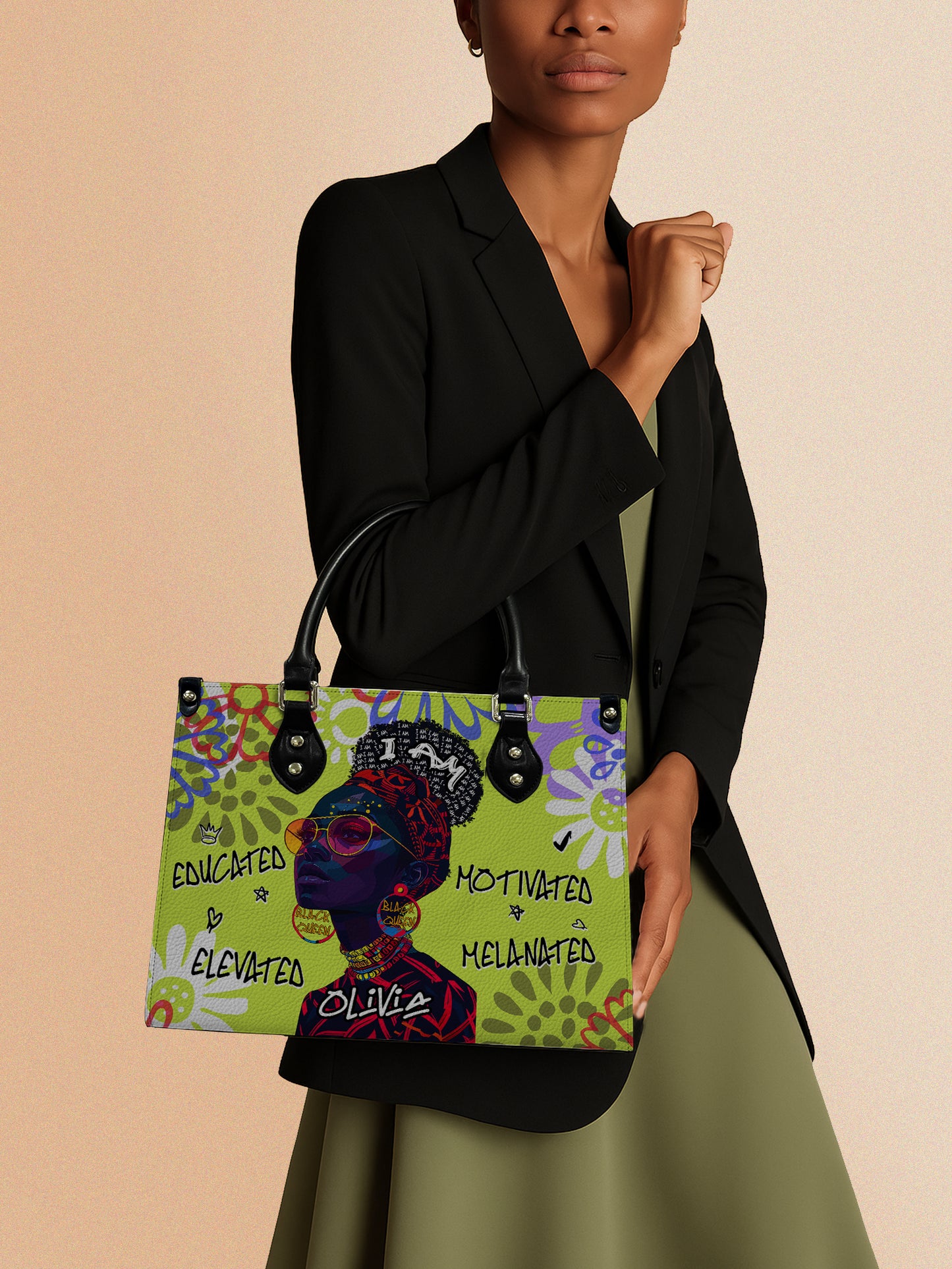 Melaniva I Am Elevated - Lemon Lime Leather Handbag Deal (FREE WALLET)