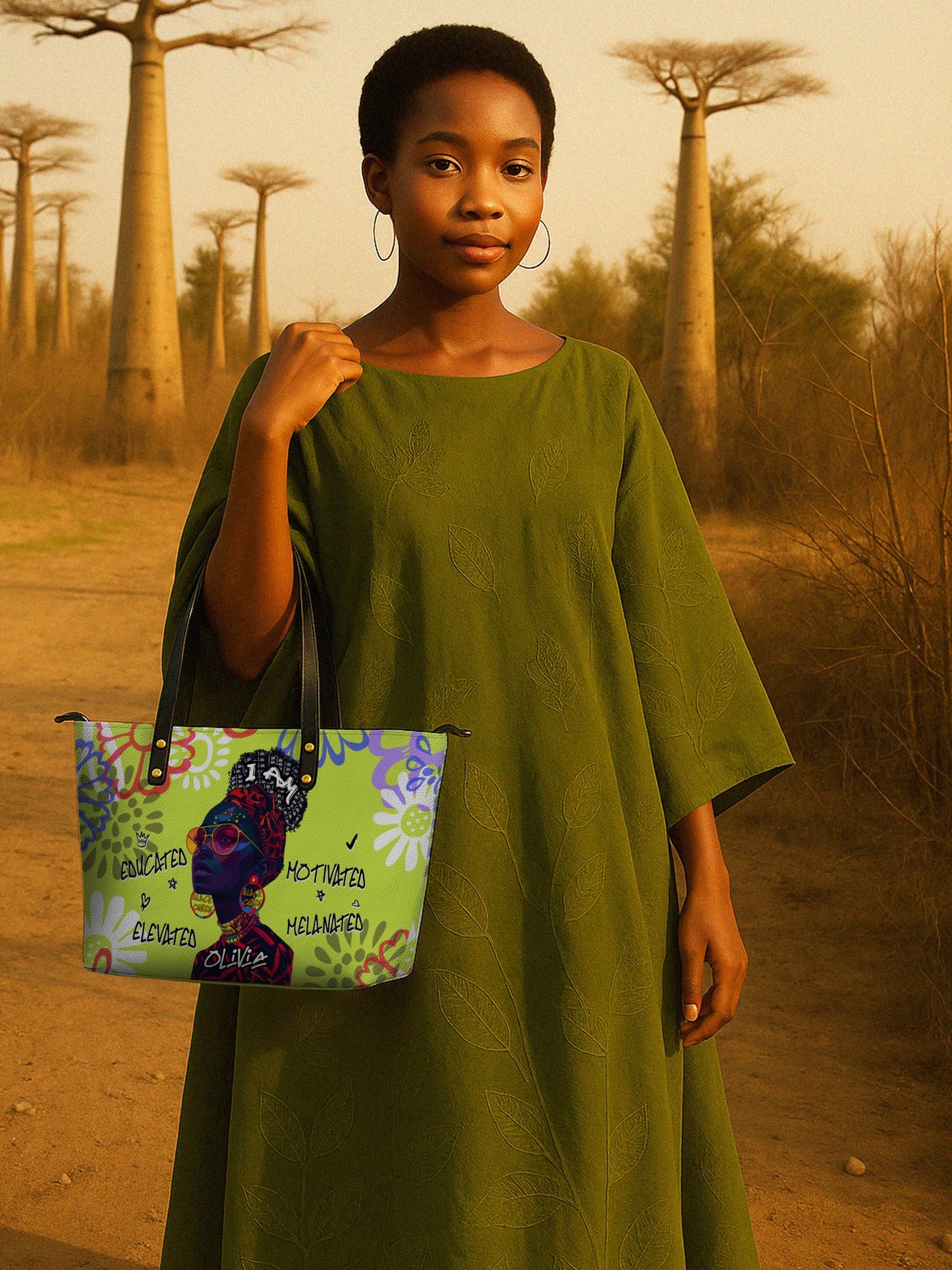 Melaniva I Am Elevated - Lemon Lime Leather Tote Bag Deal (FREE WALLET)