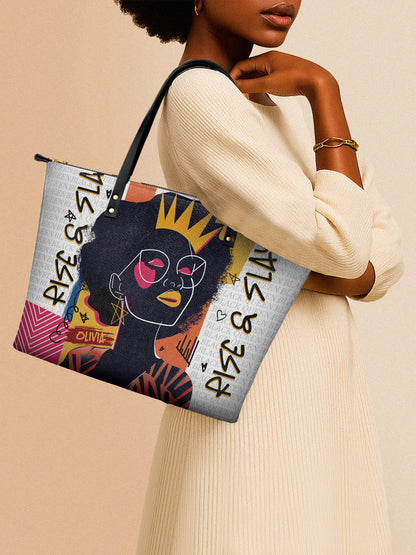 Melaniva Crowned Muse Satchel White Leather Tote Bag Deal (FREE WALLET)