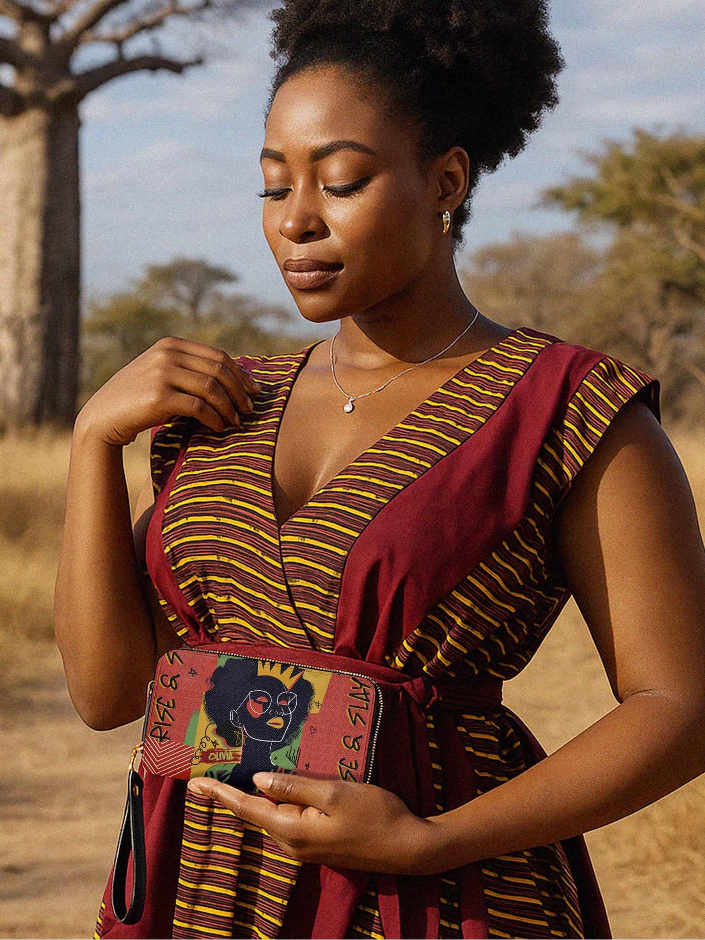 Melaniva Crowned Muse Satchel Red Long Wallet (ONLY $5.99)
