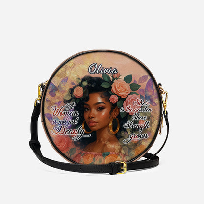 Melaniva Garden Beauty Woman Leather Circle Crossbody Bag