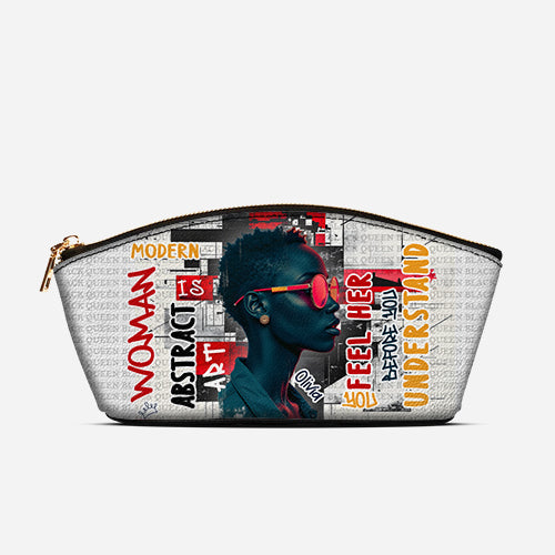 Melaniva Graffiti Art Purse Afrocentric Abstract Woman Leather Eclipse Makeup Bag
