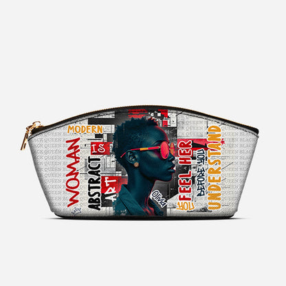Melaniva Graffiti Art Purse Afrocentric Abstract Woman Leather Eclipse Makeup Bag