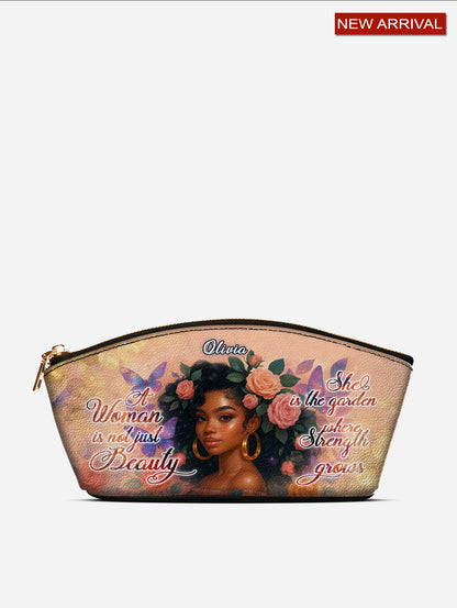 Melaniva Garden Beauty Woman Leather Eclipse Makeup Bag