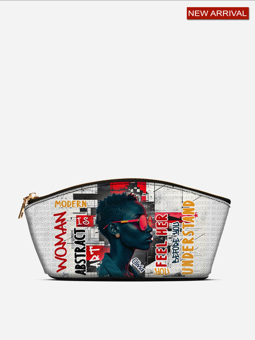 Melaniva Graffiti Art Purse Afrocentric Abstract Woman Leather Eclipse Makeup Bag