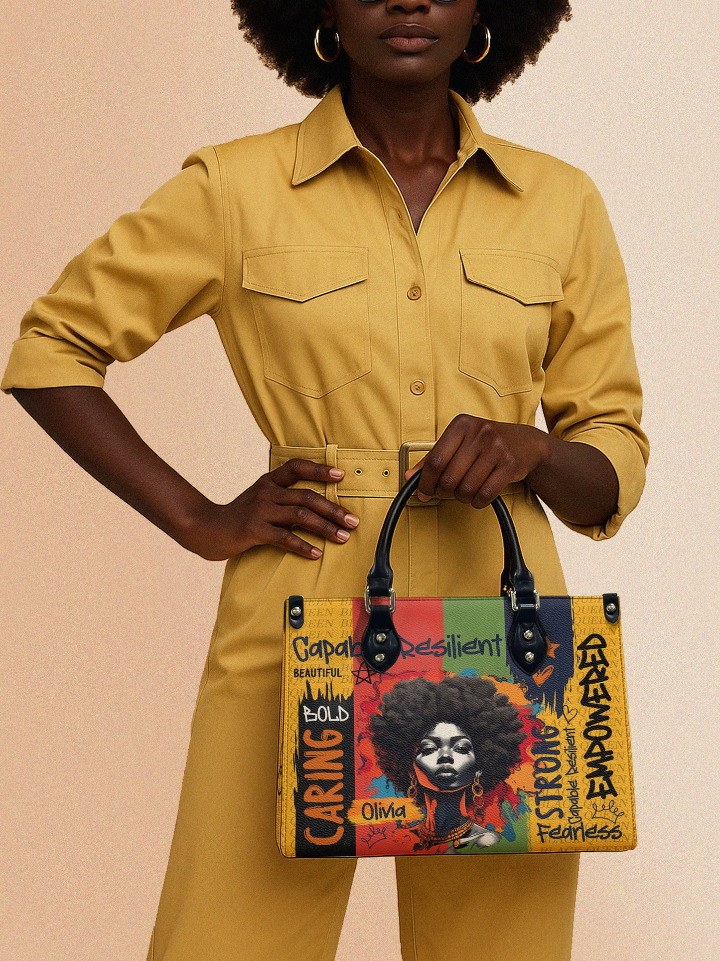 Melaniva Empowered Essence Yellow Leather Handbag