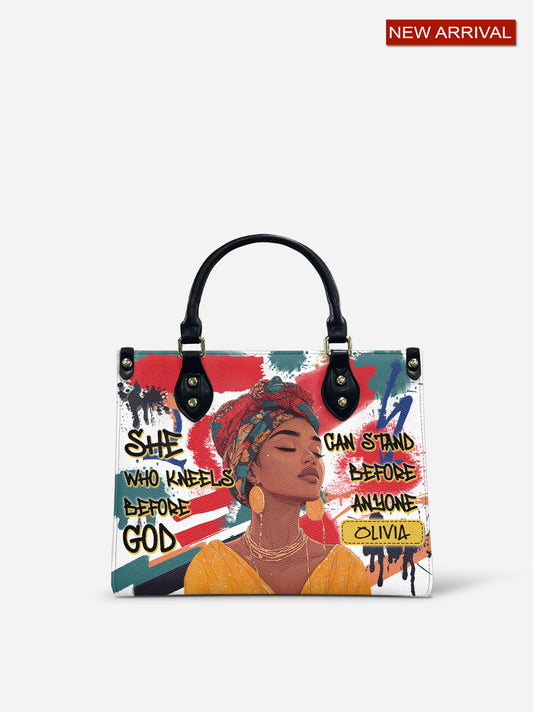 Melaniva Stand Fearless Faith Leather Handbag