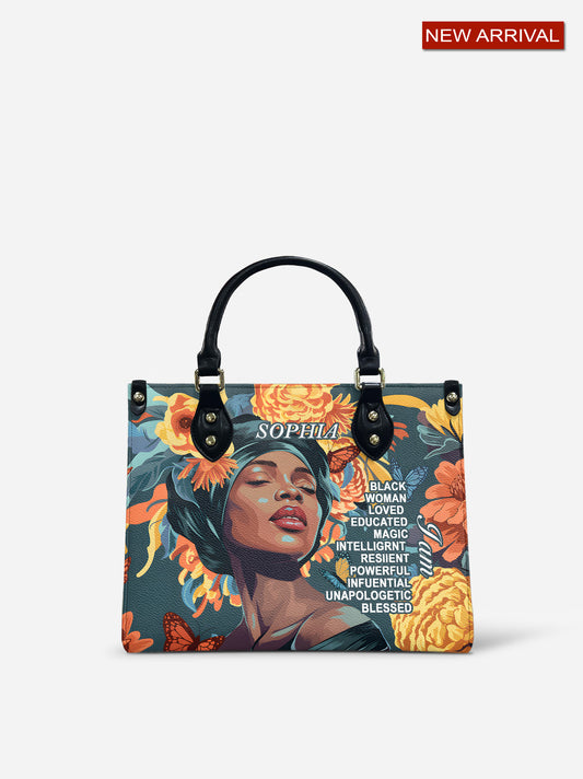 Melaniva Crowned Affirmation Leather Handbag