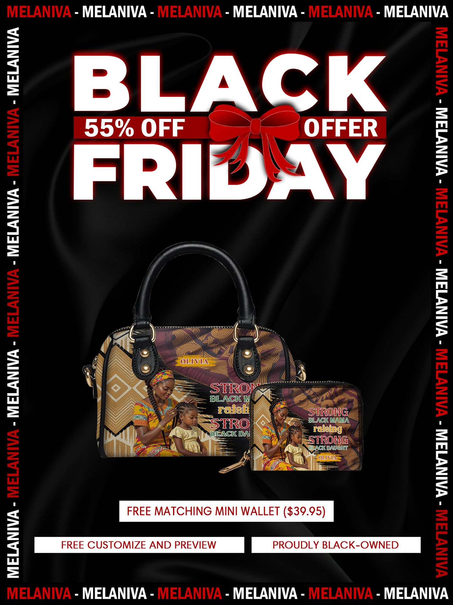 Melaniva "Black Queen & Princess" Leather Mini Satchel Deal