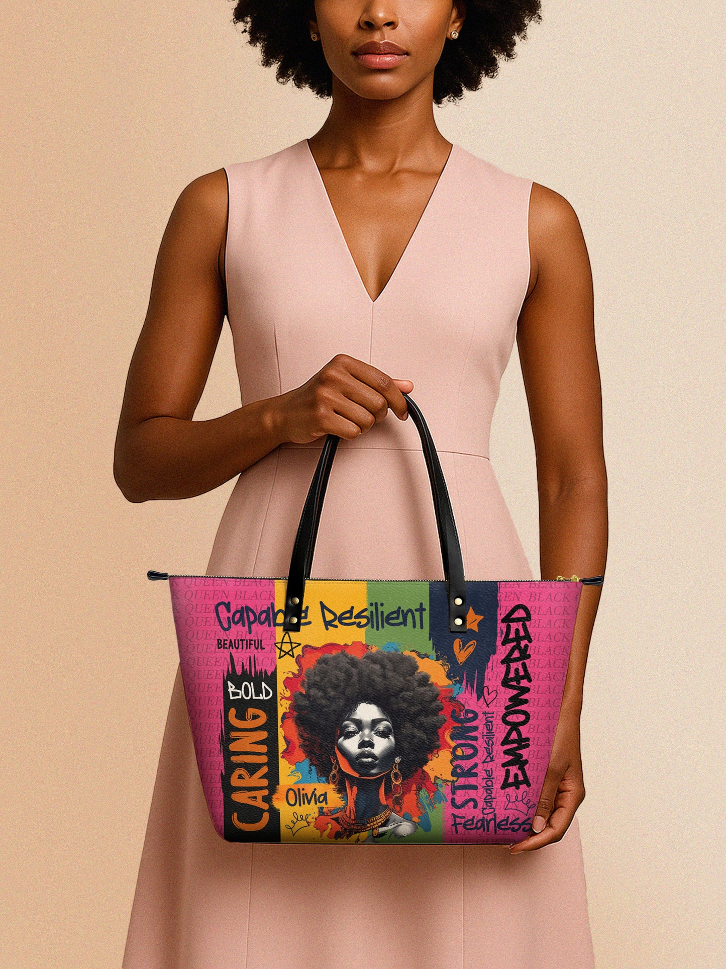 Melaniva Empowered Essence Pink Leather Tote Bag Deal (FREE WALLET)