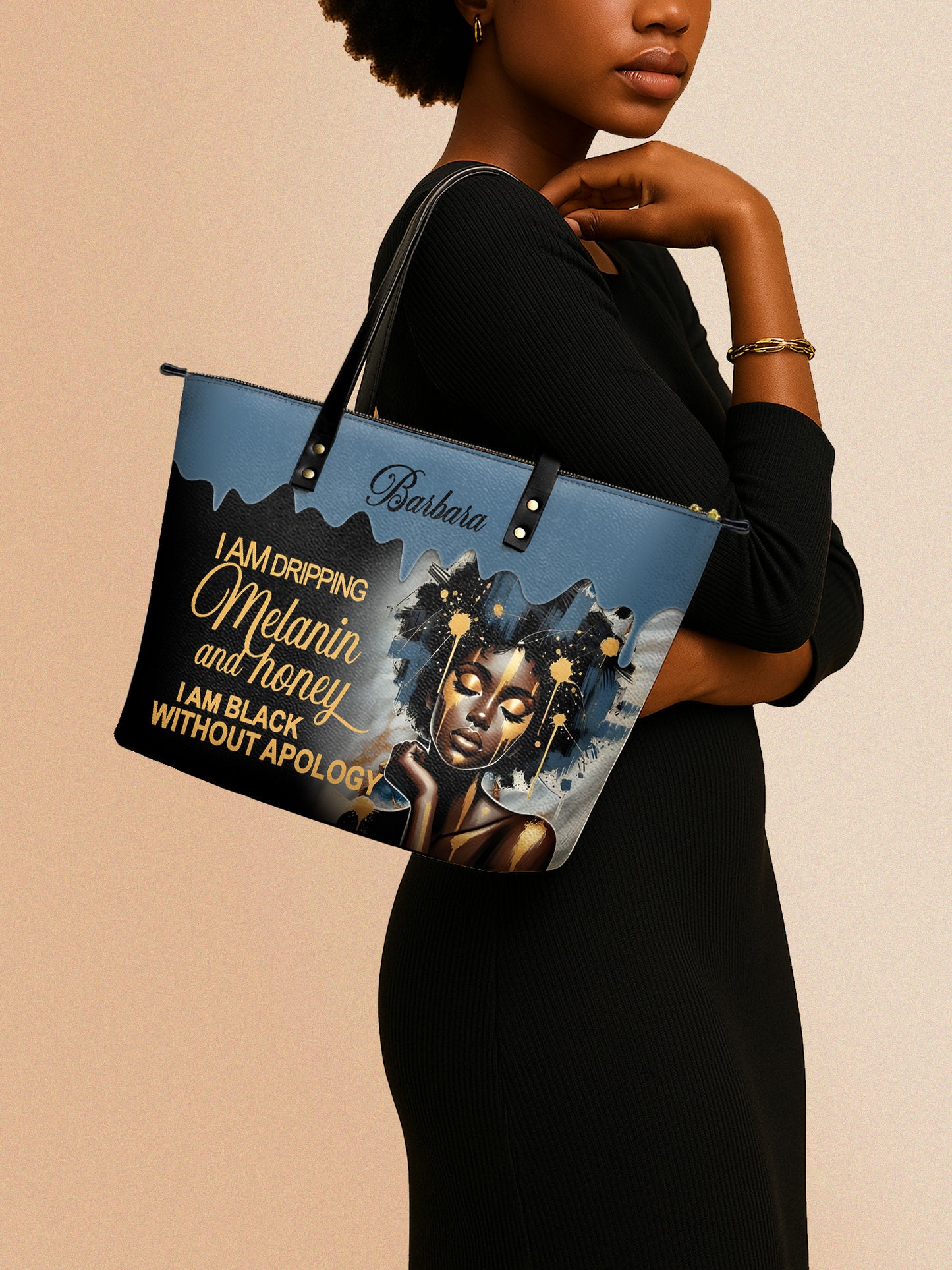 Melaniva Dripping Melanin Power Leather Tote Bag Deal (FREE WALLET)