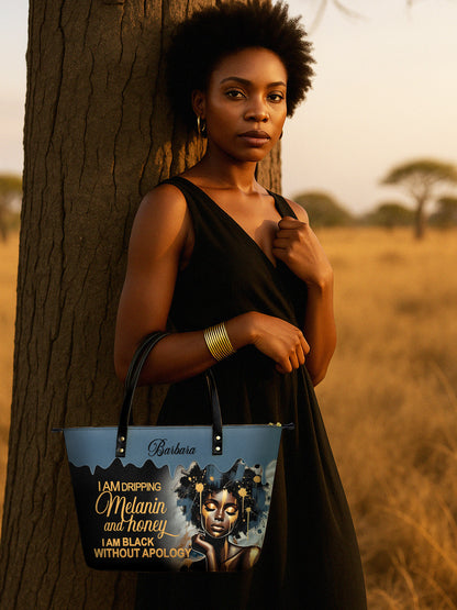Melaniva Dripping Melanin Power Leather Tote Bag Deal (FREE WALLET)