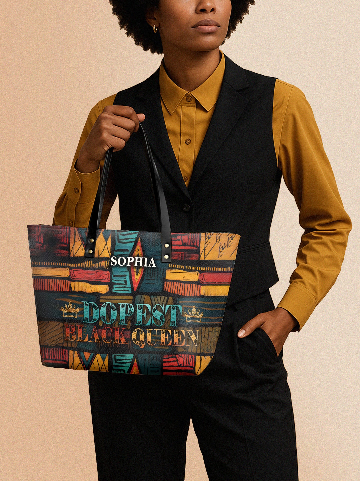 Melaniva Dopest Black Queen Leather Tote Bag Deal (FREE WALLET)