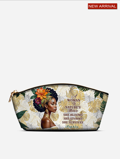 Melaniva Eternal Blossom Leather Eclipse Makeup Bag