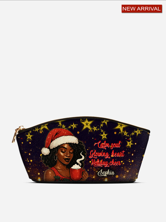 Melaniva Peaceful Christmas Leather Eclipse Makeup Bag