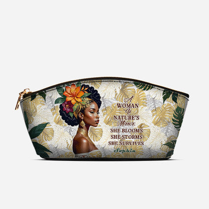 Melaniva Eternal Blossom Leather Eclipse Makeup Bag