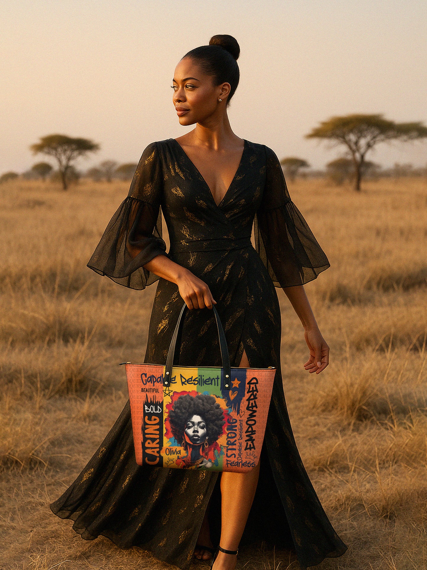 Melaniva Empowered Essence Orange Leather Tote Bag Deal