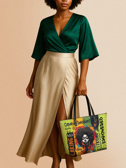 Melaniva Empowered Essence Lemon Lime Leather Tote Bag Deal