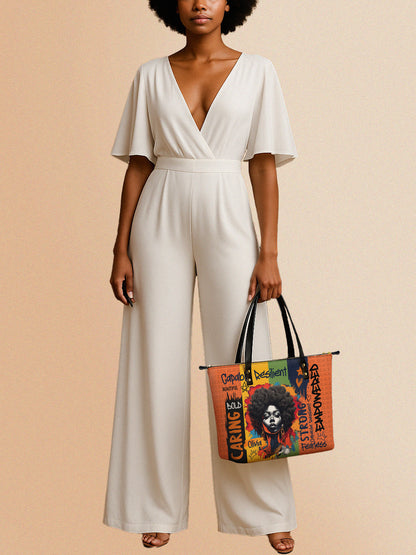 Melaniva Empowered Essence Orange Leather Tote Bag Deal