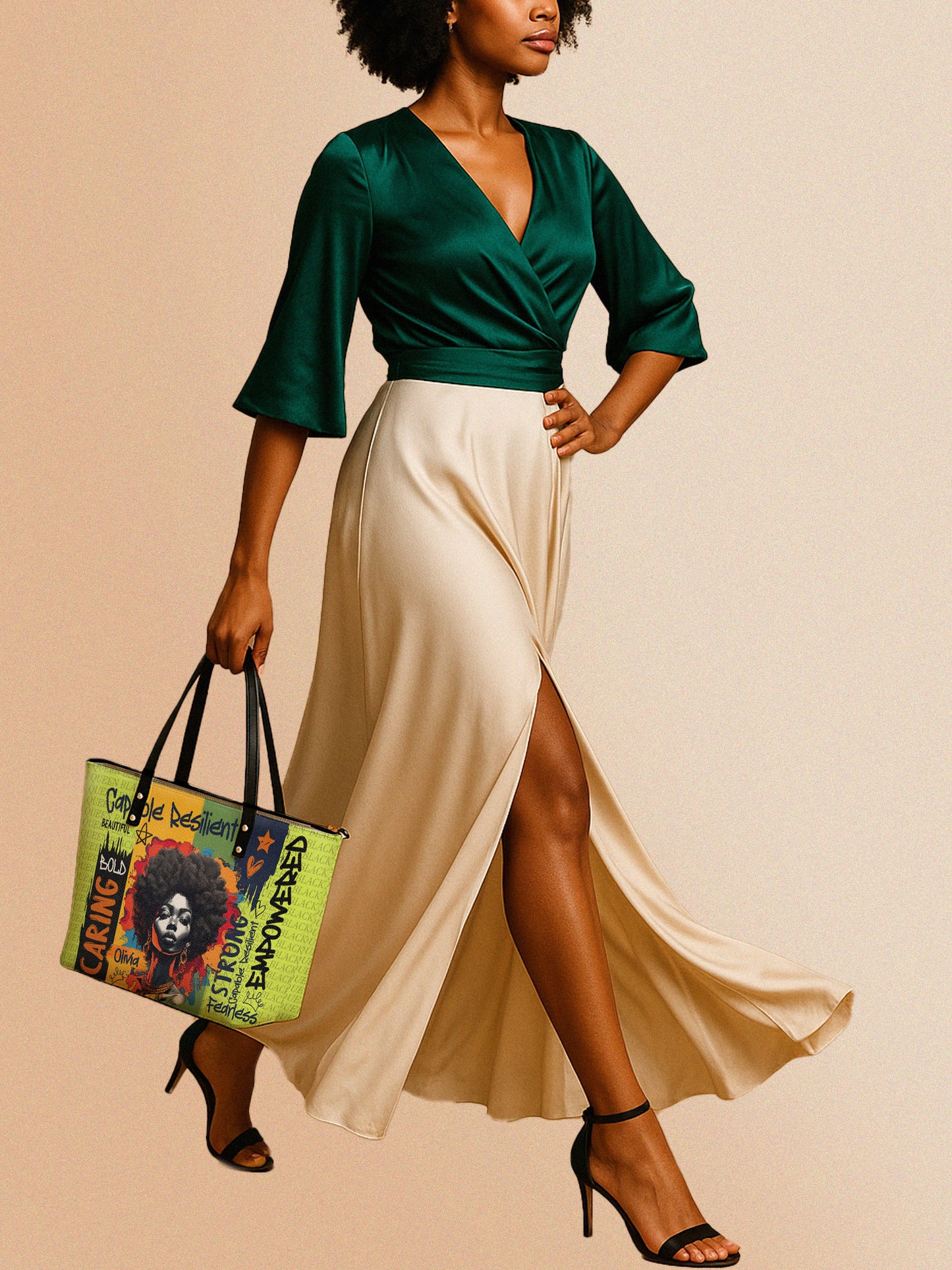 Melaniva Empowered Essence Lemon Lime Leather Tote Bag Deal