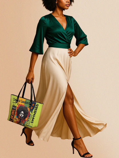 Melaniva Empowered Essence Lemon Lime Leather Tote Bag Deal