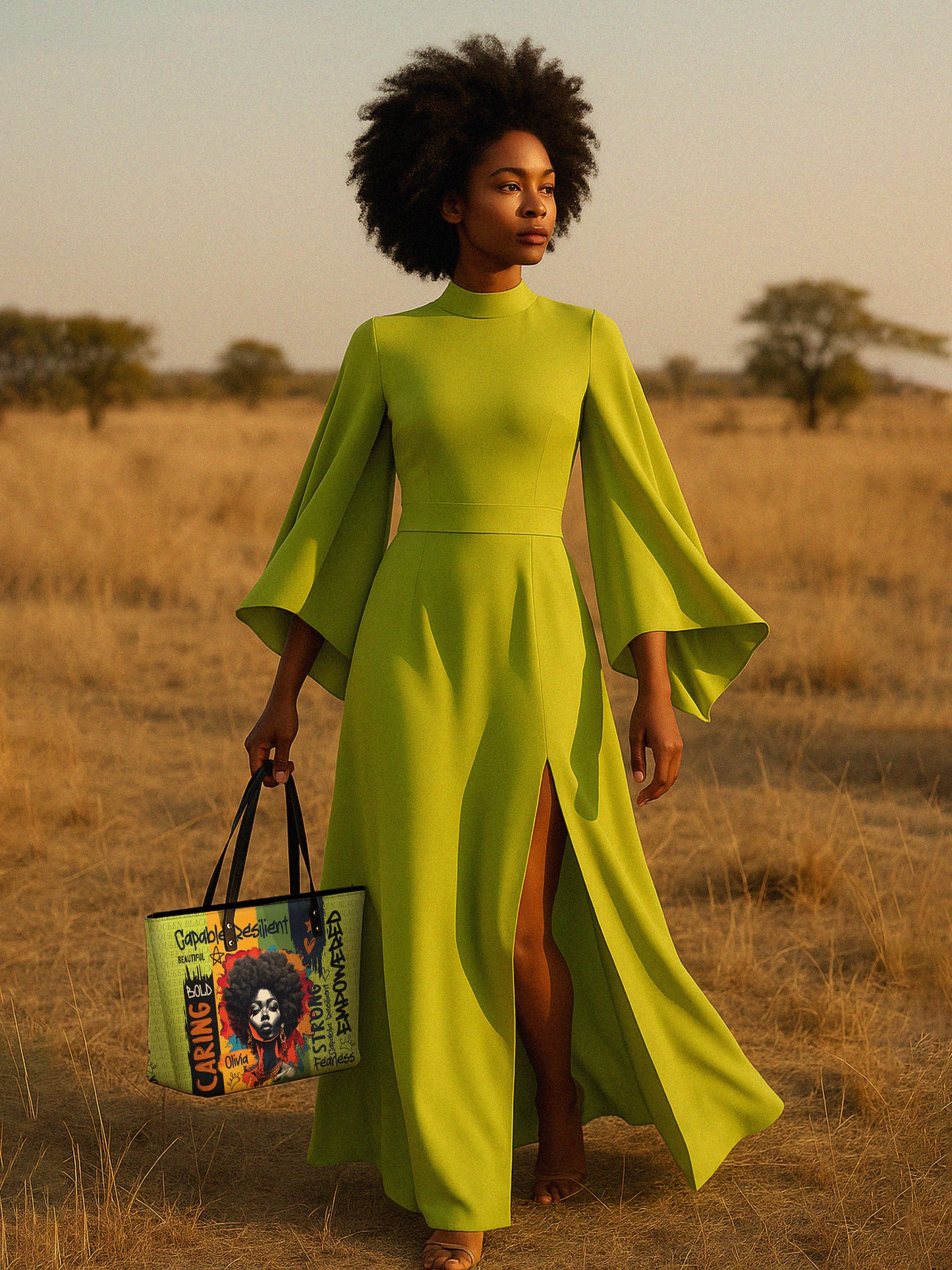 Melaniva Empowered Essence Lemon Lime Leather Tote Bag Deal