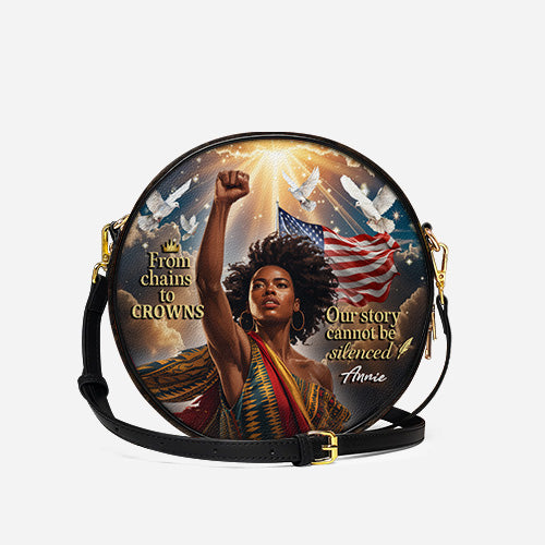 Melaniva Story of Strength Leather Circle Crossbody Bag