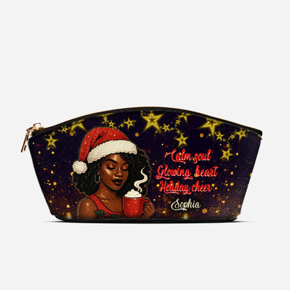 Melaniva Peaceful Christmas Leather Eclipse Makeup Bag