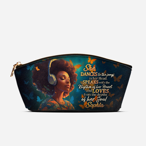 Melaniva Heart Song Leather Eclipse Makeup Bag