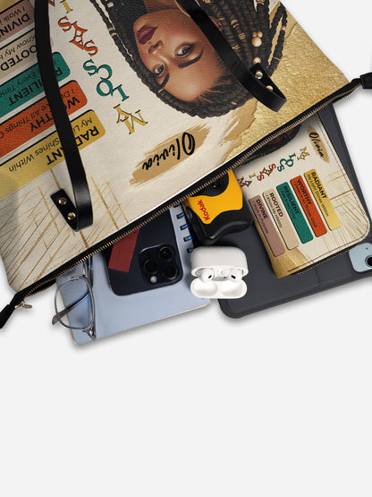 Melaniva “The Power of I Am” Leather Totebag Deal